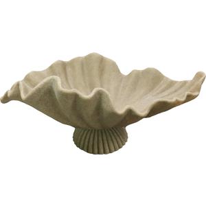 16" Large Decorative Bowl decor, Modern Home Decor,Stylish Key Bowl for Entry Table,Scalloped Decorative Bowls (Beige-With Base, 16.14inch)