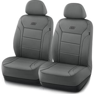 Skechers Memory Foam Car Seat Covers, Lycra Fabric Seat Covers, Car Seat Covers Front Seats Airbag Compatible, Automotive Comfort Protection for Most Cars, Trucks, SUVs, Grey
