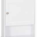 Spirich Bathroom Cabinet Wall Mounted with Single Door, Wood Hanging Cabinet with Adjustable Shelf White, Small