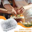 2 x Cake Decorating Tips Storage Set Including 25 Flower Piping Tips with 2 Pcs Icing Piping Tip Couplers 27 Grids Storage Container DIY Cake Flower Nails for Cookie Cupcake Floral Patterns