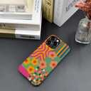Case for iPhone 16 Pro Max - Slim Fit Anti-Scratch Phone Case for Girl Women - Groovy Colorful Geometric Flower 70s (Frosted)