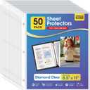 Sheet Protectors 8.5 x 11 inch, Clear Page Protector for 3 Ring Binder, Plastic Sleeves for Binders, Top Loading Paper Sheets Document Sleeve Letter Size, Office & Home, 50 Pack
