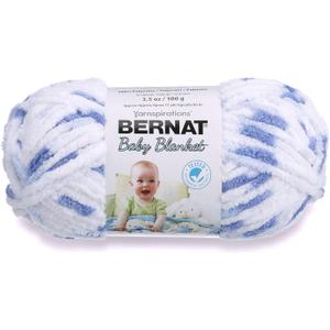 3 x Bernat Baby Blanket Yarn, 3.5 oz, Gauge 6 Super Bulky, Little Denim Print