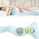 Mermaid Body Pillows for Adults, Cooling Long Pillow for Bed, One Piece Full Body Pillow, Big Memory Foam Firm Body Pillow for Side Sleepe, Soft Hugging Bodypillow for Pregnancy (Light Blue & White)