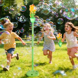 Automatic Flower Bubble Machine for Kid,Rechargeable Sun Flower Bubble Maker with Lights for Parties, 28in to 41in Adjustment Height Bubble Machine for Toddlers,Idea for Outdoor Wedding Birthday Gift