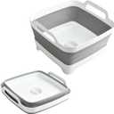 Collapsible Dish Basin Foldable Kitchen Sink With Drain Plug Plastic Laundry Tub 9L/2.4Gal RV & Camping Wash Basin Space-Saving Bottle Washing Sink(Gray)