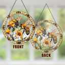 2 x Bee Window Hangings Decor - Acrylic Sun Catcher Ornaments with Hook & Chain,Art SunCatcher Pendant for Gifts Indoor Outdoor Home Wall Living Room Spring Summer Decoration (Double Bee)