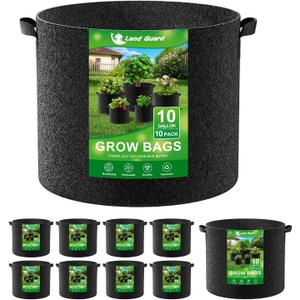 2 x Land Guard 10-Pack Fabric Grow Bags 10 Gallon, Thickened Nonwoven Garden Pots, Growing Bags with Handles, Black