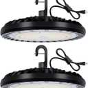 hykolity 2 Pack LED High Bay Light 200W, 5000K UFO LED High Bay Light Fixture with US Plug [600W MH/HPS Equiv.] 100-277V, 26,000lm, IP65 Commercial Warehouse Area Light for Wet Location