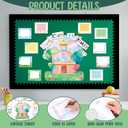Mooliwe Our Class is a Family Bulletin Board Set with Picture Frames for Classroomm, School Grassy Area Flower House Tree Sky Cloud Cutout for Bulletin Board Chalkboard School Party Decor