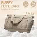 Tote Bag for Women, Lightweight Puffer Tote Bag with Compartments, Quilted Shoulder Bag Handbag with Zipper for Work