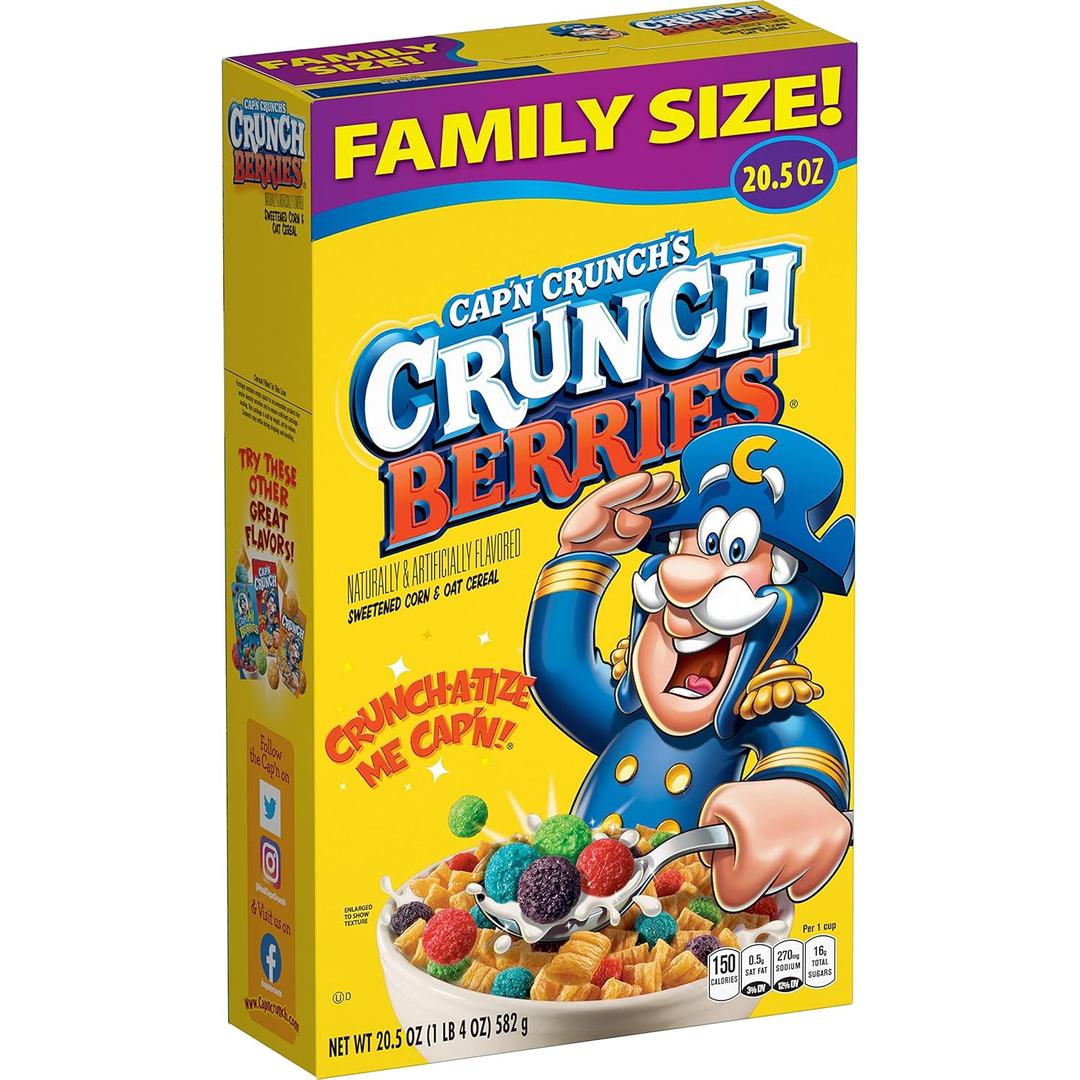 Cap'n Crunch Cereal, Crunch Berries, 20.5oz Box (EXP 06/05/26)
