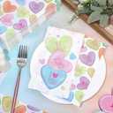 Whaline 100Pcs Valentine's Day Conversation Heart Guest Napkin Double-Sided Love Heart Paper Napkin Disposable Dinner Hand Towel Napkin for Kitchen Bathroom Party Supplies