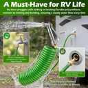 RV Exterior Shower Hose With Sprayer, 15FT Coiled Water Hose with 1/2" Quick Connect Adapter, UV Resistant Optional Flexible Quick Connect Sprayer for RV Outdoor Shower Garden Use 3/4" Fitting
