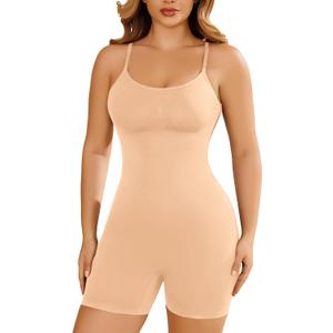 Shapewear Tummy Control for Women Seamless Bodysuit with Adjustable Straps Body Shaper Suits (Beige, XS)