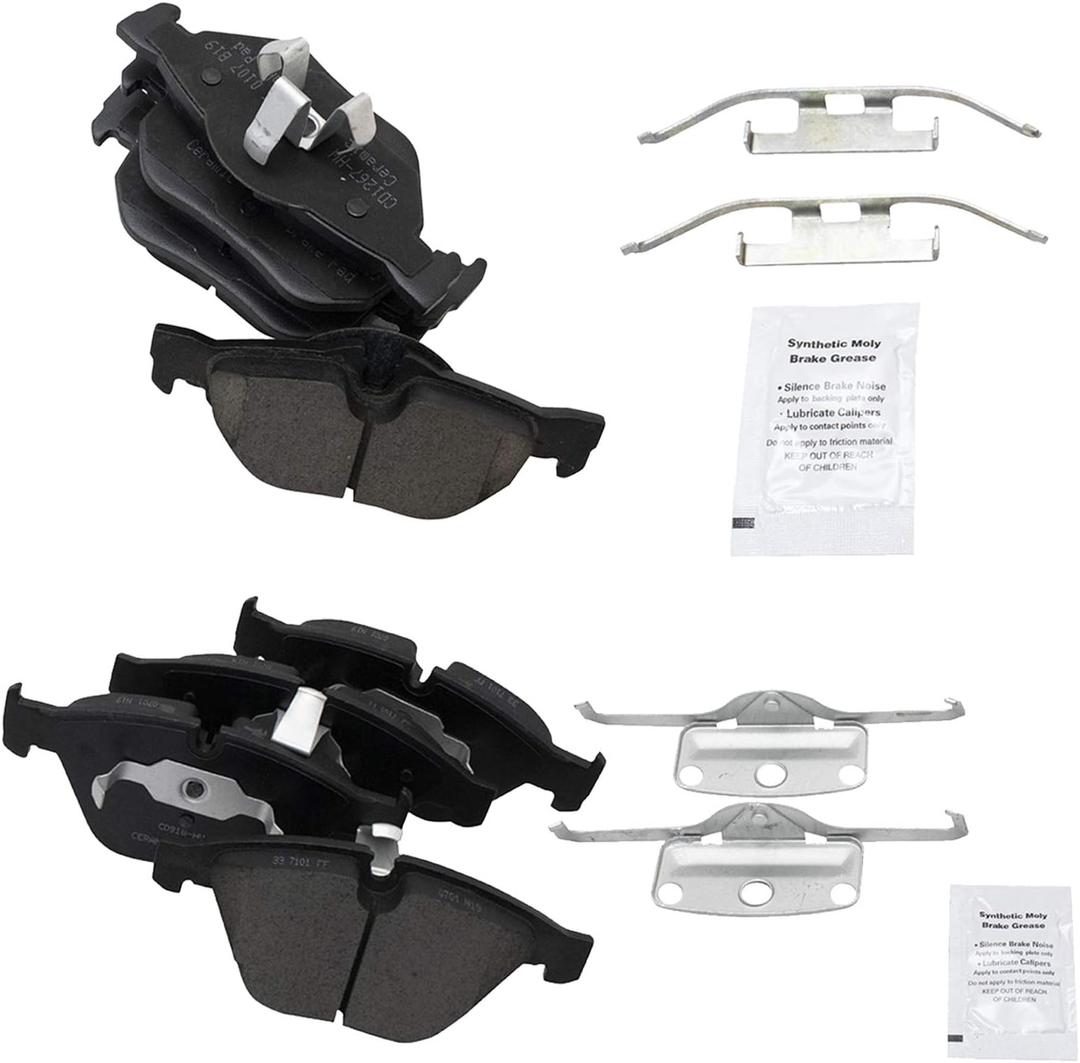 TRQ Front and Rear Brake Pad Set Ceramic Compatible with 2010-2013 BMW 328i 2010-2013 328i xDrive 2013-2015 X1 (BFA13100)