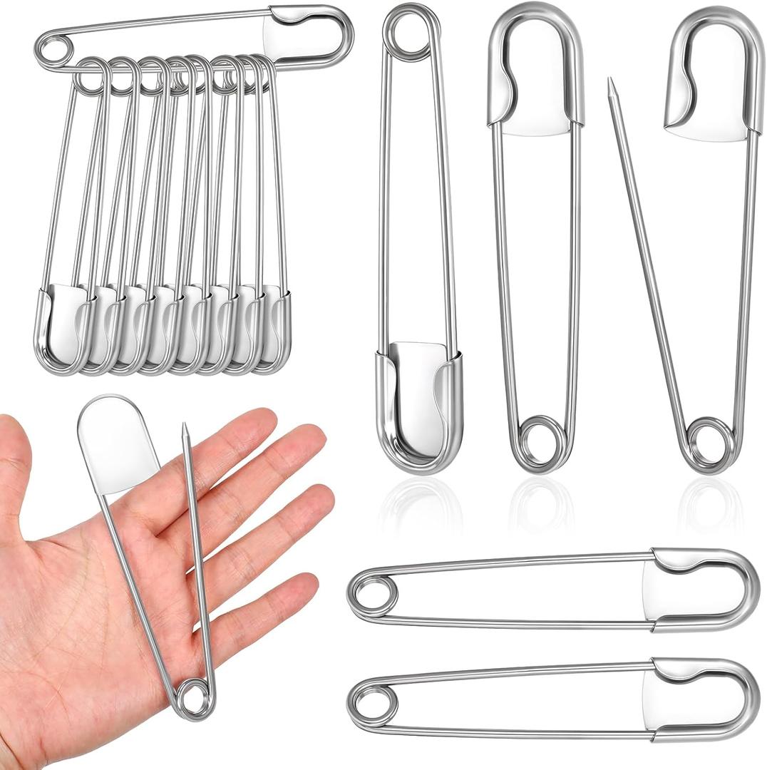20 Pcs 5 Inch Jumbo Safety Pins Large Heavy Duty Safety Pins Stainless Steel Huge Strong Laundry Pins XL Safety Pins for Upholstery Sewing Quilting Blanket Key Rings Outdoor