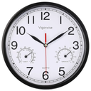 Wall Clock, Sweep Silent Movement Accurate Clocks with Temperature & Humidity, Decorative for Kitchen/Living Room/Bedroom/Office/School/Classroom (Black, 8 inch)