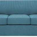 H.VERSAILTEX 4 Piece Stretch Sofa Covers for 3 Cushion Couch Covers for Living Room Furniture Slipcovers (Base Cover Plus 3 Seat Cushion Covers) Upgraded Thicker Jacquard Fabric (Sofa, Storm Blue) (Large)