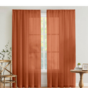 Burnt Orange Privacy Semi Sheer Curtains 84 Inch Length for Living Room 2 Panels Rod Pocket Dark Orange Drapes Terracotta Light Filtering Curtains for Bedroom Boho Farmhouse Rust Copper Brown Curtain
