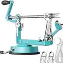 Apple Peeler Slicer Corer with Stainless Steel Blades and Powerful Suction Base for Apples Pears Potatoes(Blue) (Teal)