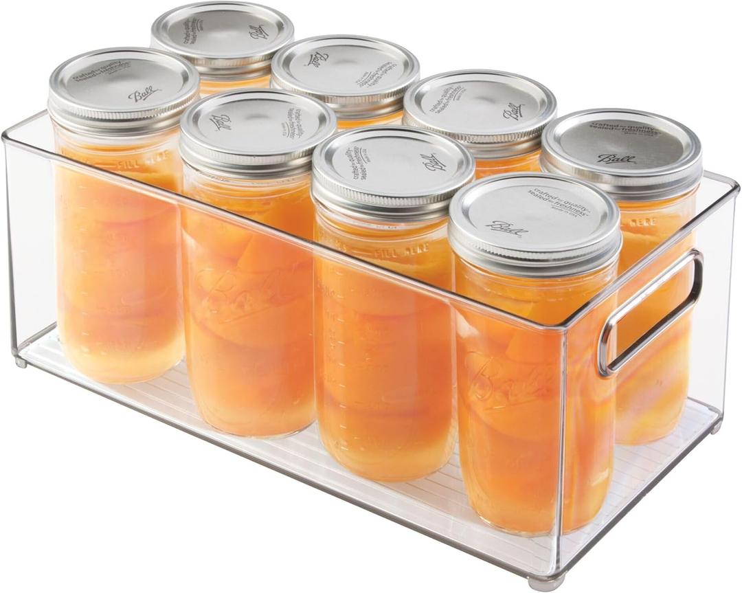 iDesign Kitchen Binz BPA-Free Plastic Deep Stackable Organizer with Handles - 8" x 6" x 14.5", Clear