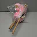 HollyHOME Plush Unicorn Stick Horse with Wood Wheels Real Pony Neighing and Galloping Sounds Plush Toy Pink 37 Inches(AA Batteries Required)