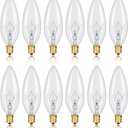 NETEHA 12 Pack Candelabra Torpedo 40W E12 Base 120V Decorative Vintage Light Bulbs, 2700K Warm White Dimmable Edison Candle Bulbs for Chandeliers, Ceiling Fan Lights and Pendants