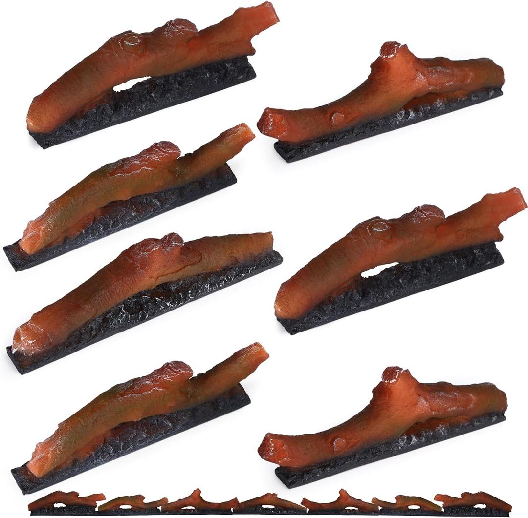 Electric Fireplace Wall Fireplace Recessed 3 Log Flame Colors Electric Fireplace Synthetic Resin Decoration Transparent Logs Flame for 68 inch Indoor Electric Fireplaces 7Pieces