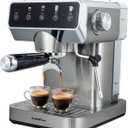 Espresso Machine 20 Bar, Stainless Steel Espresso Coffee Machine with Milk Frother, Coffee Machine with 51oz Removable Water Tank for Americano, Latte & Cappuccino