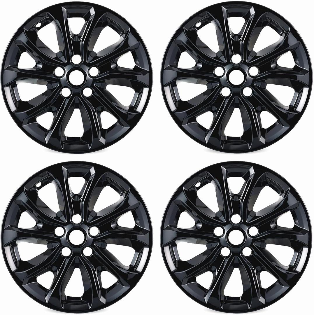 17" 4pcs Gloss Black Wheel Skins for 2018-2021 Chevrolet Equinox, ABS Wheel Skins Covers Compatible for 18-21 Equinox Wheels - Auto Tire Replacement Cap Cover