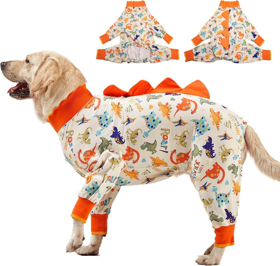 LovinPet Dog Pjs Large Breed, Anti Licking, Recovery Wear, Lightweight Jurassic Knit, UV for Medium Dogs/ Medium