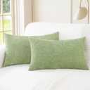 CaliTime Throw Pillow Covers Decorative 12 X 20 Inches Pack of 2 Cozy Chenille Cushion Cases for Couch Sofa Bed Living Room Home Sage Green