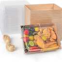 7x5 Inches Charcuterie Boxes with Clear Lids, 80 Pack Disposable Take Out Food Containers, Large Paper Bakery Cake Boxes for Strawberries, Cookies Cupcakes (Brown)