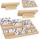 Domino Racks with Stand Set of 4, Mexican Train Dominoes Set Trays Wooden Domino Holders for Mexican Train and Other Domino Games for Kids & Adults - Hobbies, Indoor Activities & Family Fun