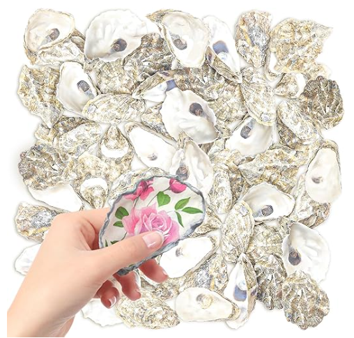 YOUKE OLA 50PCS Oyster Shells 3"4" Oyster Shells Bulk Oyster Shells for Home Decor Vase Filler, Ornaments, DIY Arts and Crafts Sea Shells, Deeper Shells