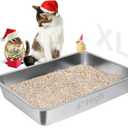 LIHONG Stainless Steel Cat Litter Box,Large Metal Litter Box for Small Cats Hamster Rabbits,No Smell,Non Stick,Easy to Clean(24" Lx16 Wx4 H,L)
