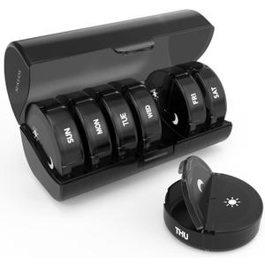 Sukuos Weekly Pill Organizer 7 Day 2 Times a Day, Black