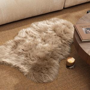 Ashler Faux Fur Rug, Beige Area Rugs, Fluffy Sheepskin Fur Rug, Fuzzy Ultra Soft 2 x 3 Ft Rugs, Machine Washable Shag Rug, Nursery Throw Rugs for Bed, Living, Kids Room