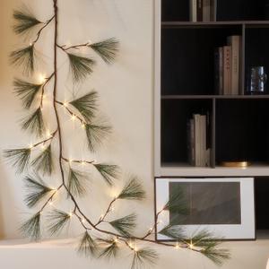 BAOLITVINE Christmas Pine Garland with Timer 6FT, Lighted Vine Garland Battery Operated and USB Powered with 36 LED Lights for Fireplace Mantle Table Wall Christmas Decorations Inside Outside