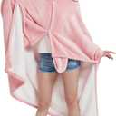 NAFLEAP Wearable Hooded Blanket for Adult Kids, Animal Blanket Hoodie Women Girl Fleece Sherpa Christmas Gift (Adult Pink Bunny)