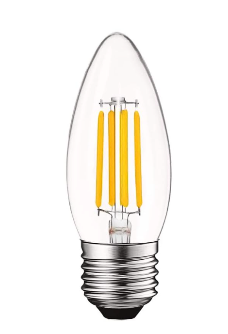 LUXRITE 5W Vintage E26 Candelabra LED Bulbs 60W Equivalent, 550 Lumens, 2700K Warm White Dimmable, Medium Base Candelabra Bulb, Torpedo Tip Clear Glass, Edison Filament Light Bulb, UL Listed (3Pack)