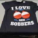 I Love Her Bobbers Funny Fishing Matching Shirts T-Shirt(Black) Size L