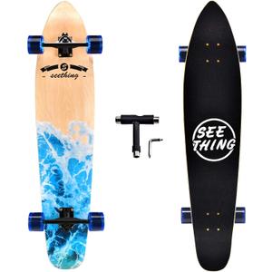 seething 42 Inch Longboard Skateboard Complete Cruiser Pintail,The Original Artisan Maple Skateboard Cruiser Pintail for Cruising, Carving, Free-Style and Downhill