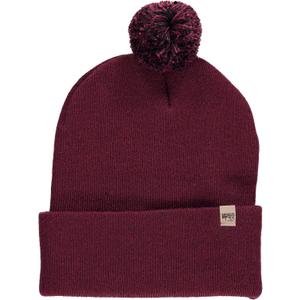 Minus33 Midweight Everyday Knit Cuff Pom Beanie - 100% Merino Wool Winter Hat (One Size, Burgundy With Black and Burgundy Pom)