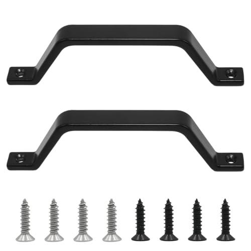 Mormchlots 2Pcs 6.1Inch Black Barn Door Handles, Heavy Duty Door Pull Handle Outdoor Sliding Gate Handle Outdoor Fence for Garage Closet Drawer Gate, Screws Not Included