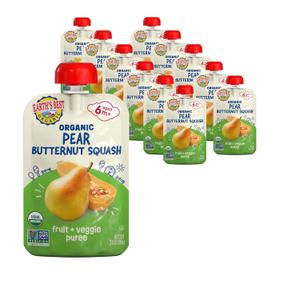 Earth's Best Organic Pear Butternut Squash Fruit + Veggie Puree 3.5 oz Pouch (Pack of 12)