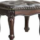Footstool and Ottomans Small Foot Stool with Fiber Leather Wooden Foot Rest Upholstered Footrest for Living Room Bedroom (Dark-Brown), 15"D x 12"W x 12"H