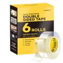 Double Sided Tape Heavy Duty,6 Rolls,No Damage Walls,Nano Mounting Tape,Strong Clear Adhesive Sticky Two Sided Hanging Strips for Walls Decor Picture Poster Indoor Removable Waterproof