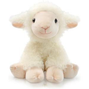 Plush Lamb Sitting Toys Stuffed Animal, Realistic Sheep Stuffed Animal Toy Characters Stuffed Filled in Limbs 8.5 Inch Soft Huggable for Kids with Stuffed Animals Easter Baptism Gift for Girls Boys